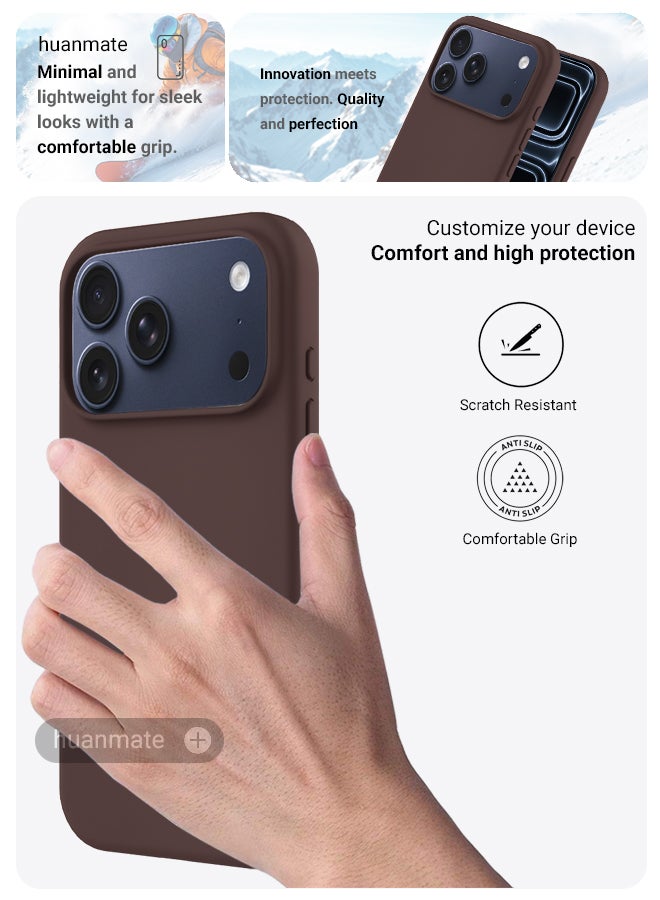 huanmate Apple iPhone 17 Pro Silicone Cover Brown - Premium 2.0mm TPU Silicon, Enhanced Camera Protection with Lens Shield, Shockproof & Water-Proof Cover for Apple iPhone 17 Pro - Image 3